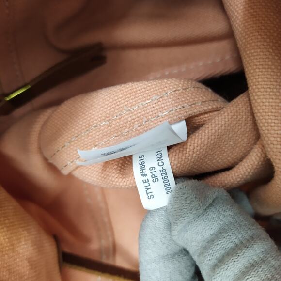 Madewell Pink Canvas Leather Trim Top Handle Drawstring Backpack - Picture 12 of 16